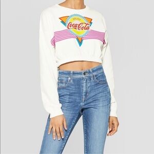 Coca-Cola NWT white cropped graphic pullover crew neck sz XXL 24” p2p